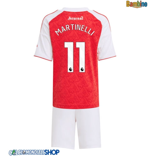 Maglie da calcio Arsenal Gabriel Martinelli #11 Prima Maglia Bambino 2025-26 Manica Corta + Pantaloni corti)